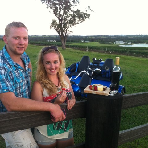 couple on a winery farm