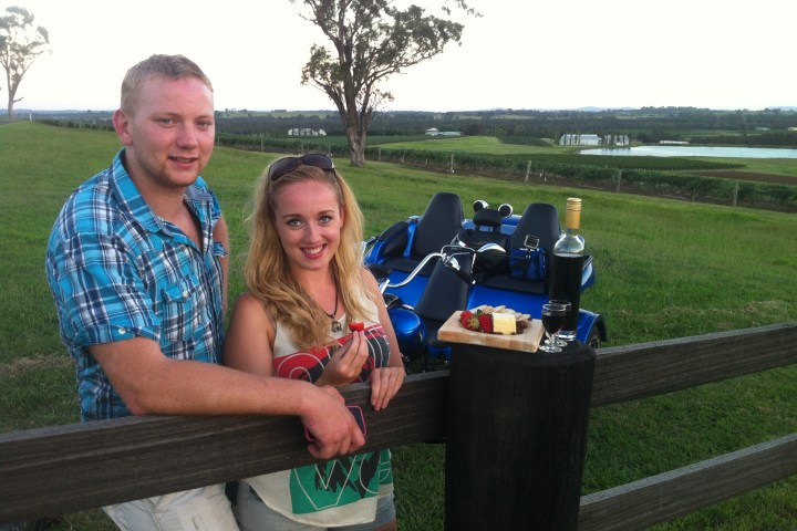 couple on a winery farm